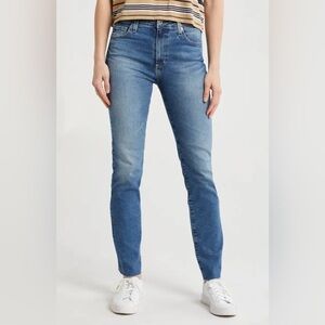 AG Mari High Waist Raw Hem Slim Straight Jeans Arcadia Denim Casual Women’s 27